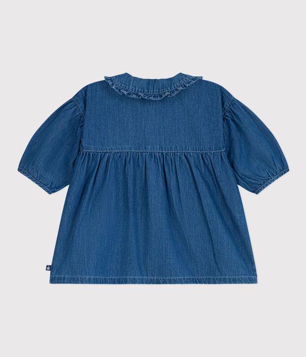 Lang&auml;rmeliges Babykleid mit Kragen aus Denim blau