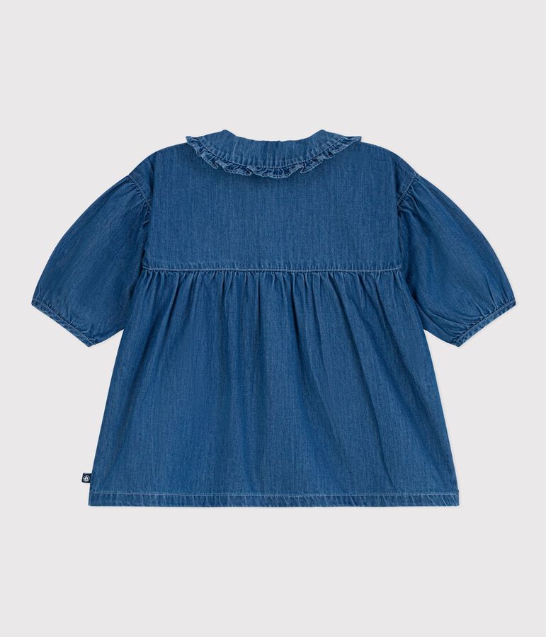 Lang&auml;rmeliges Babykleid mit Kragen aus Denim blau