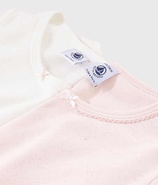 2er-Set kurzärmelige T-Shirts aus Bio-Baumwolle mit Lochstickerei für Mädchen variante 1