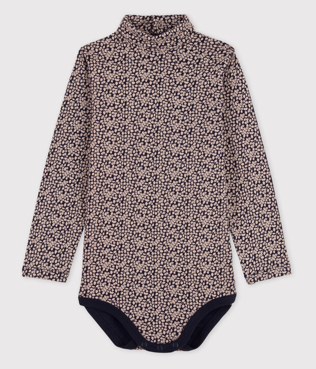 Lang&auml;rmeliger Baby-Body mit Rollkragen blau/weiss