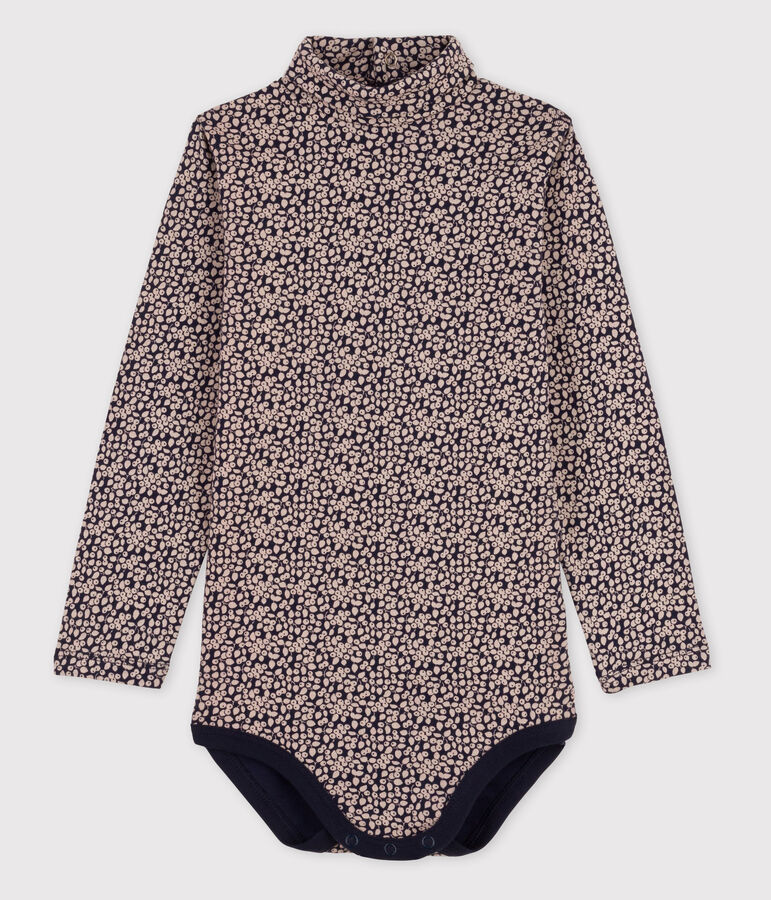 Lang&auml;rmeliger Baby-Body mit Rollkragen blau/weiss