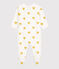 Baby-Strampler aus Bio-Baumwolle mit gelbem Herzmuster weiss MARSHMALLOW/gelb OCRE