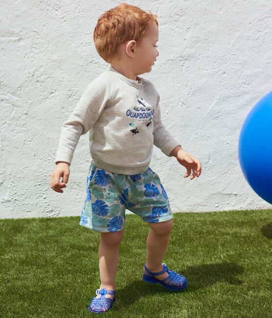Bedruckte Baby-Jungen-Shorts grau BELUGA/weiss MULTICO