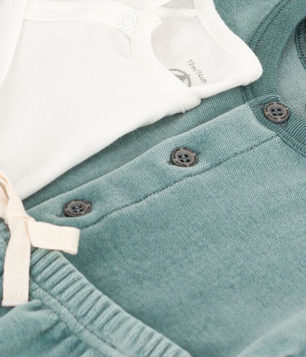 Baby-Set inkl. Body aus Nicki gr&uuml;n