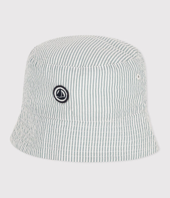 KINDERBOB AUS SEERSUCKER-BAUMWOLLE FÜR JUNGEN weiss MARSHMALLOW/blau BRUT