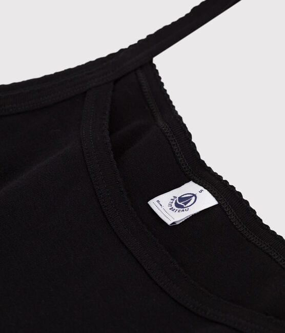 Damen-Tanktop aus einfarbiger Baumwolle schwarz NOIR