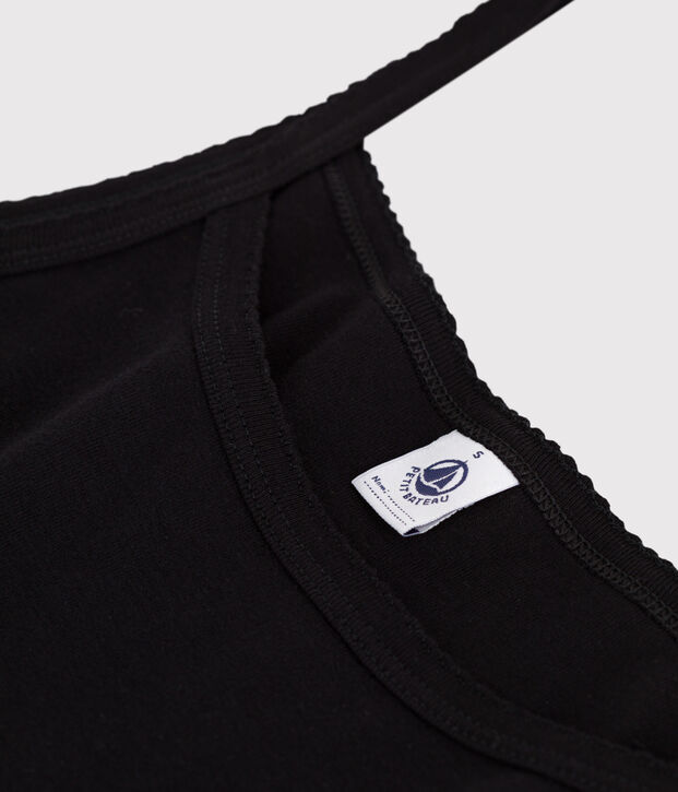 Damen-Tanktop aus einfarbiger Baumwolle schwarz