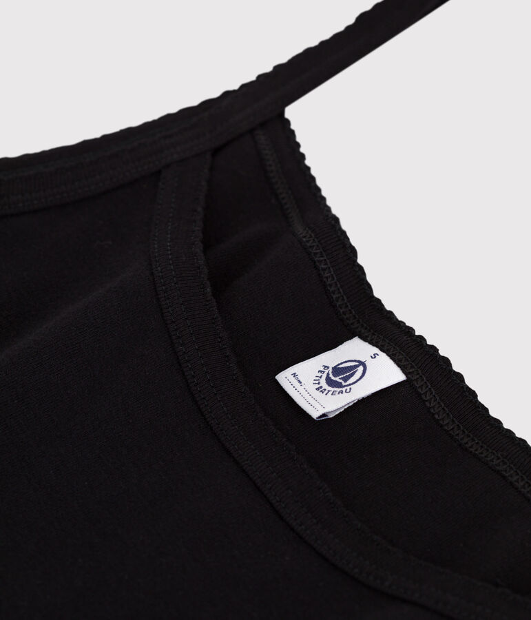 Damen-Tanktop aus einfarbiger Baumwolle schwarz