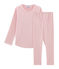 Rippstrick-Pyjama für Mädchen rosa CHARME/weiss MARSHMALLOW