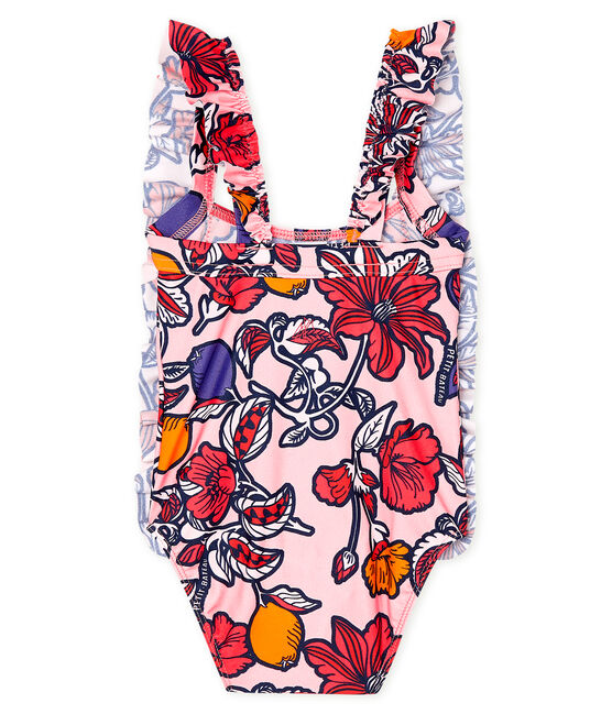 Baby-Badeanzug aus recyceltem Material für Mädchen rosa MERVEILLE/weiss MULTICO