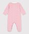Strampler aus Nicki mit Kragen und Blumenmuster rosa/vielfarbig