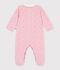 Strampler aus Nicki mit Kragen und Blumenmuster rosa/vielfarbig