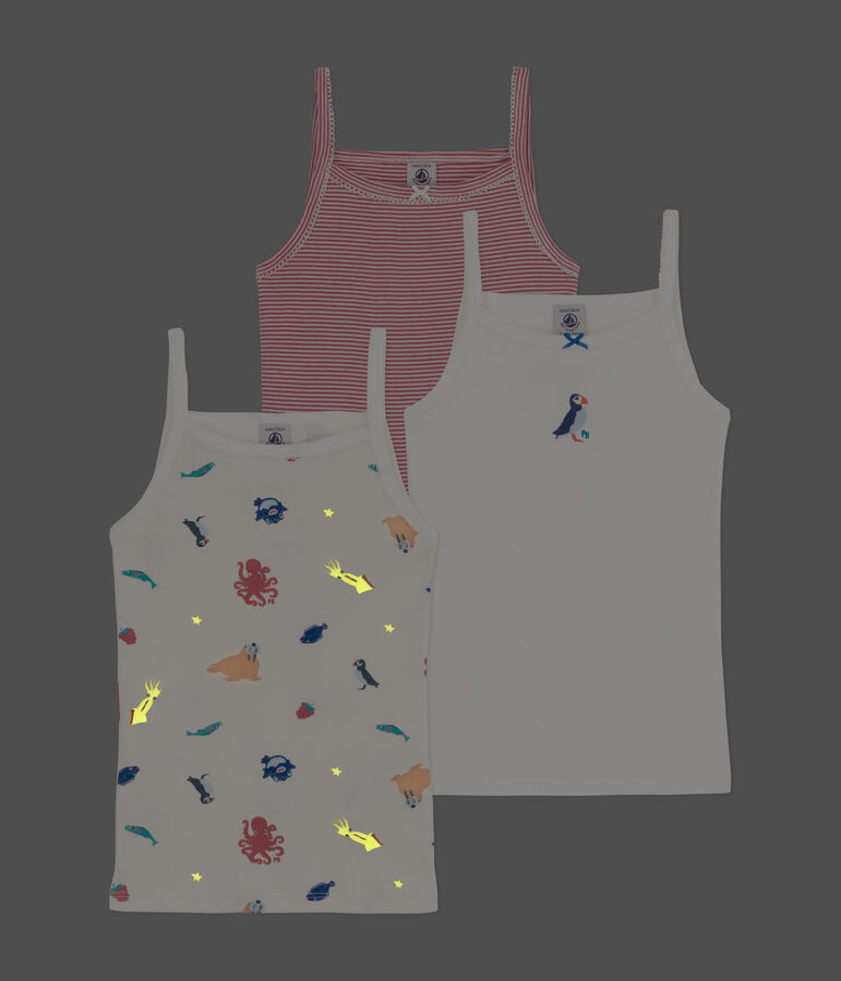 3er-Set Spaghetti-Tops aus Baumwolle f&uuml;r M&auml;dchen variante 1