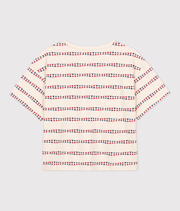 Damen-T-Shirt LE BOXY aus Baumwolle naturfarben/rot/vielfarbig