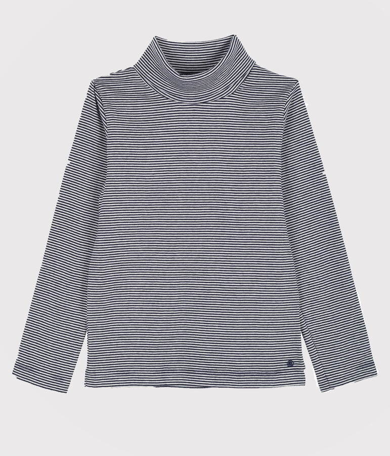 Kinder-Unterziehpullover f&uuml;r M&auml;dchen und Jungen blau/weiss