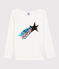 Langärmeliges Kinder-T-Shirt aus Baumwolle für Mädchen weiss MARSHMALLOW