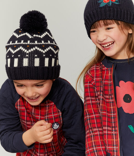 Kindermütze für Jungen blau SMOKING