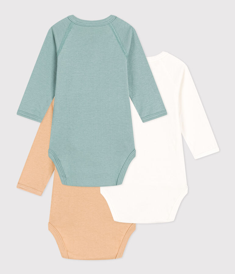 3er-Set lang&auml;rmelige Wickelbodys &bdquo;130 Printemps&ldquo; aus Baumwolle vielfarbig