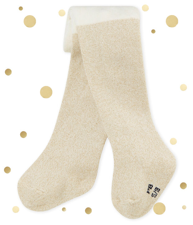 Glitzernde Baby M&auml;dchenStrumpfhosen weiss/gelb