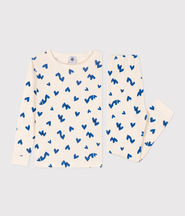 Kinderpyjama aus Baumwolle in schmaler Passform f&uuml;r M&auml;dchen naturfarben/vielfarbig