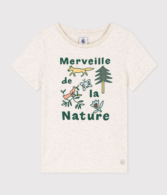 Kurzärmeliges T-Shirt aus Baumwolle für Kinder/Mädchen beige MONTELIMAR CHINE