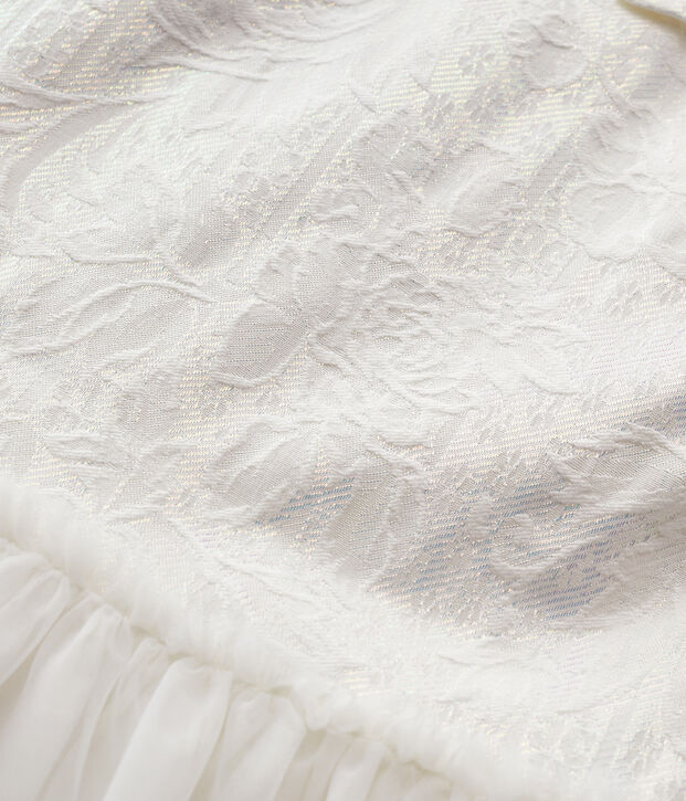 Kinder-Festtagskleid aus Jacquard und T&uuml;ll f&uuml;r M&auml;dchen weiss