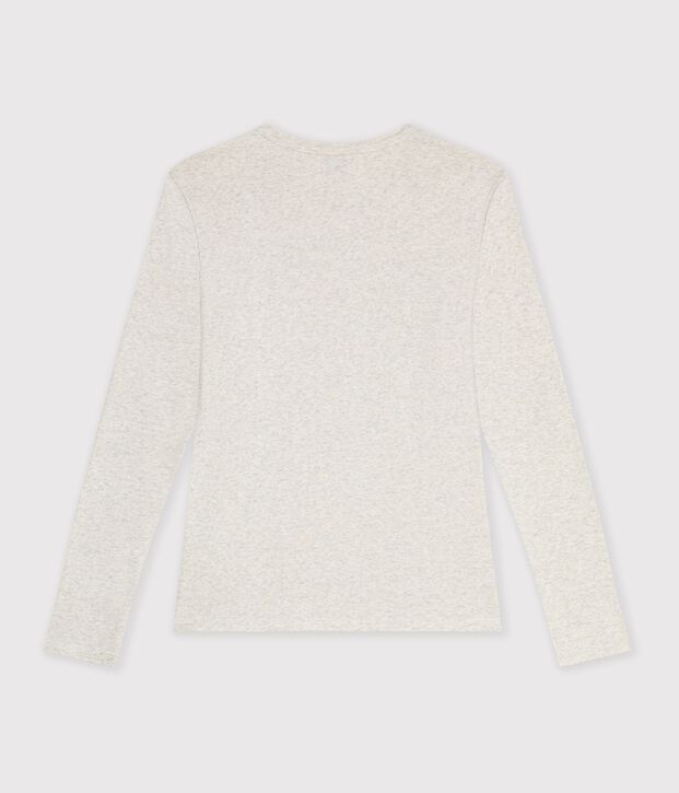 Lang&auml;rmeliges Damen-T-Shirt aus Baumwolle mit Picotkante MONTELIMAR CHINE