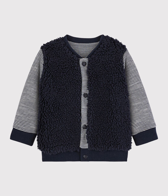 Wendbarer Baby-Cardigan für Jungen blau SMOKING/weiss MARSHMALLOW