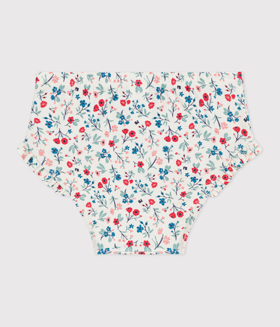 Baby-Badehose mit Rüschen und Blumenmuster weiss MARSHMALLOW/weiss MULTICO