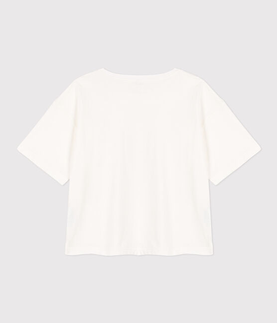 Damen-T-Shirt LE BOXY aus Baumwolle weiss MARSHMALLOW