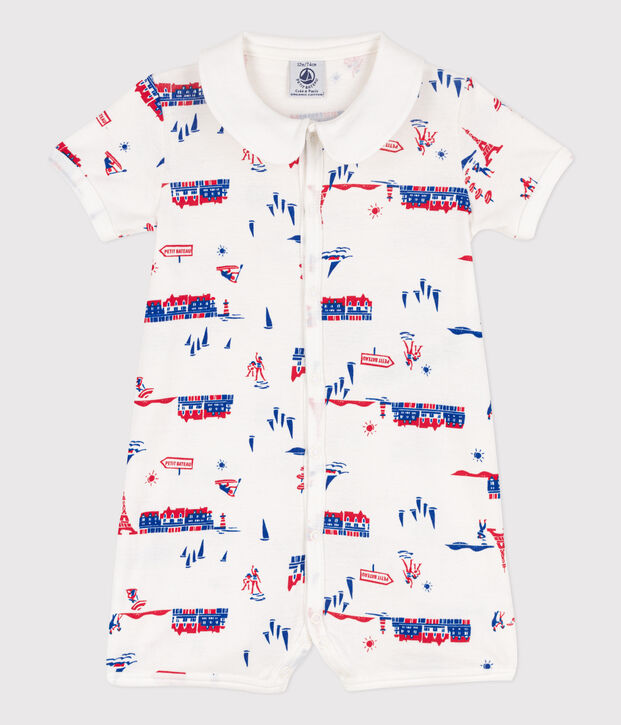 Baby-Kurzoverall Paris aus Baumwolle weiss/vielfarbig