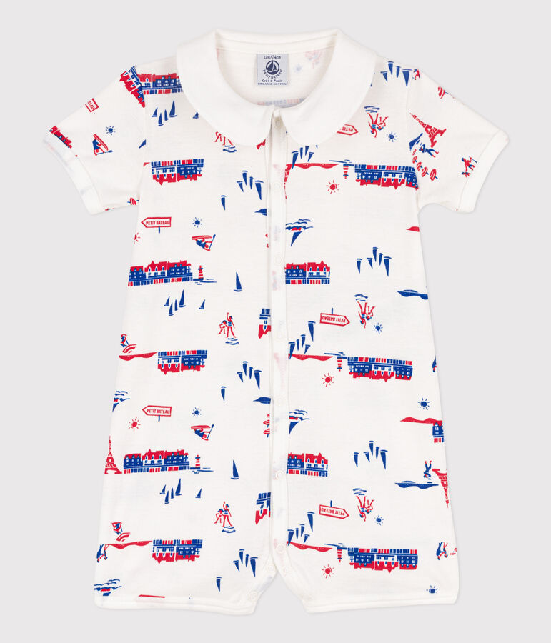 Baby-Kurzoverall Paris aus Baumwolle weiss/vielfarbig