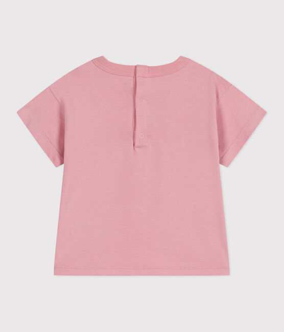Kurzärmeliges Baby-T-Shirt aus einfarbiger Baumwolle rosa CHARME