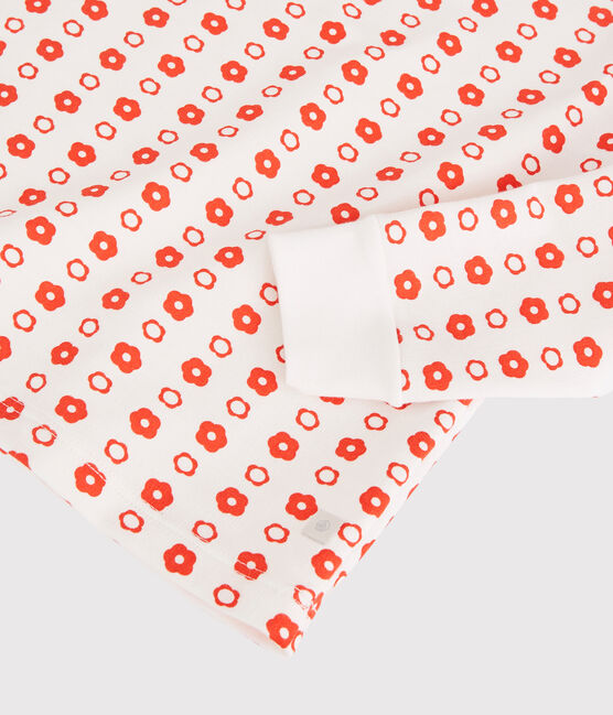 Kinderpyjama aus Bio-Baumwolle mit grafischem Printmuster weiss MARSHMALLOW/ SPICY