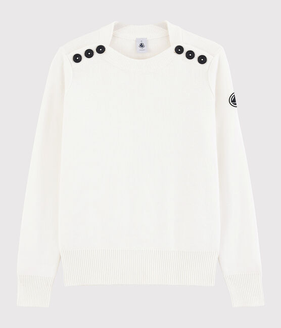 Marinepullover aus Baumwolle für Damen weiss MARSHMALLOW
