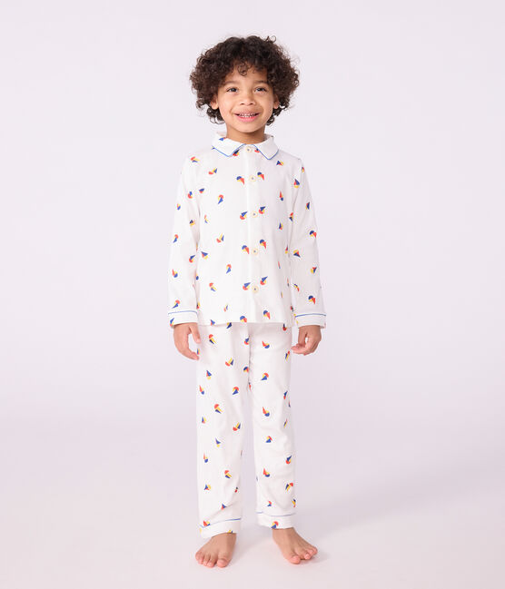 Kinder-Pyjama mit Knopfverschluss aus bedruckter Baumwolle MARSHMALLOW/ OLYMPIC/ MULTICO