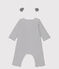 Langer, gestreifter Baby-Overall aus Bio-Baumwolle mit Kapuze weiss MARSHMALLOW/blau SMOKING