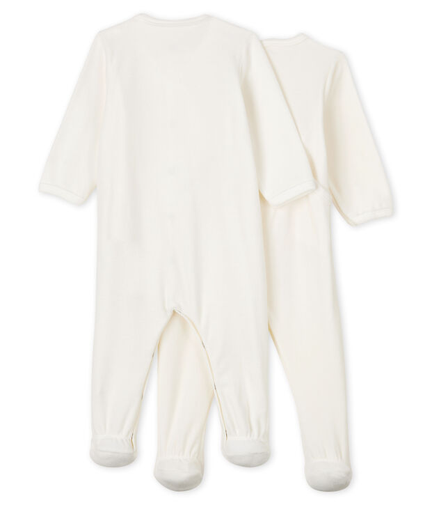 Set mit zwei wei&szlig;en Baby-Stramplern aus Samt vielfarbig