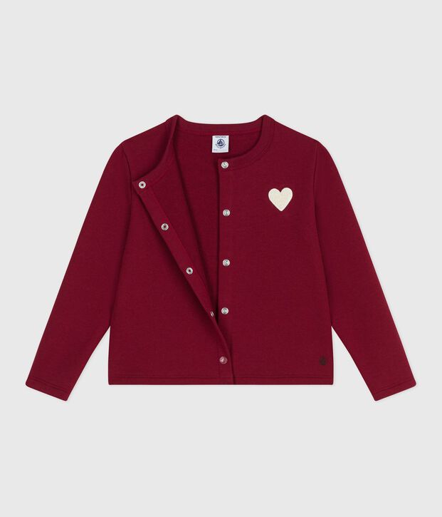 Kinder-Cardigan aus Molton f&uuml;r M&auml;dchen rot