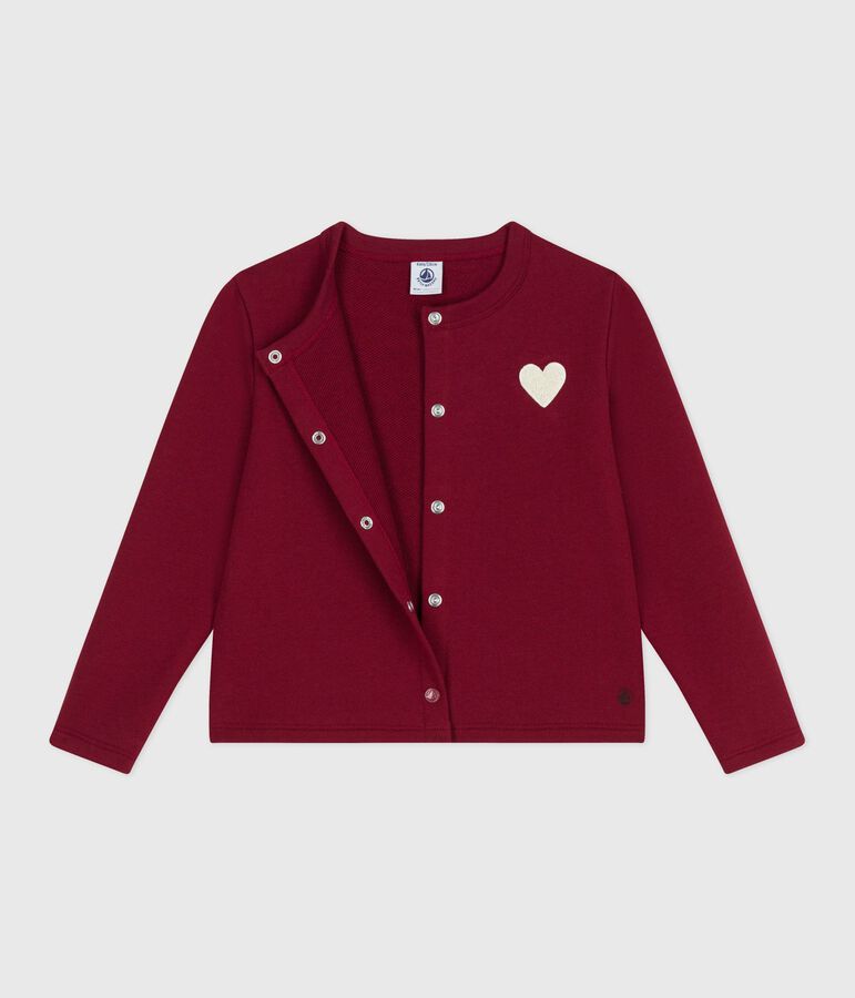 Kinder-Cardigan aus Molton f&uuml;r M&auml;dchen rot