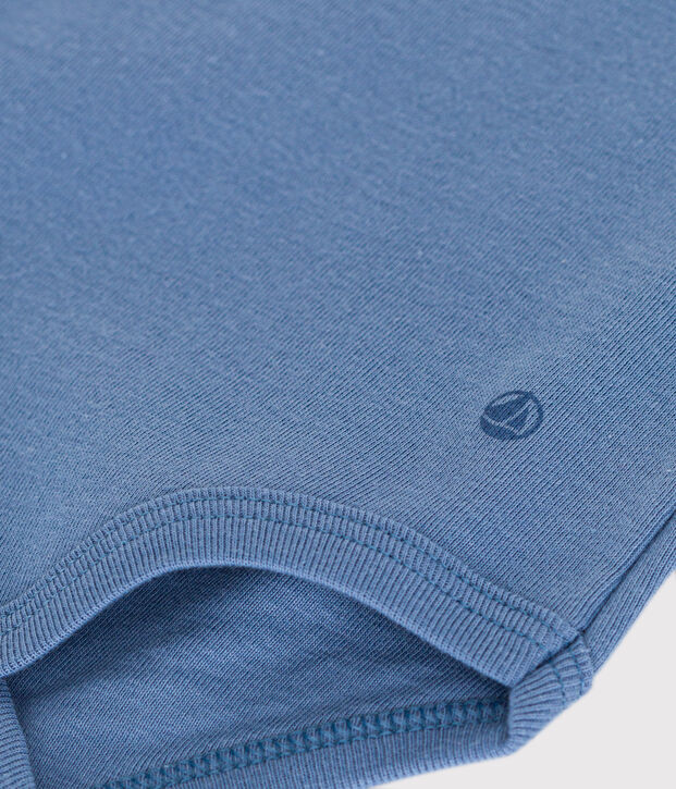 Kurz&auml;rmeliger Baby-Body mit Bubikragen aus Baumwolle blau