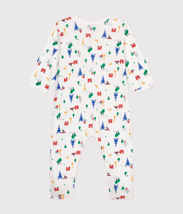 Baby-Strampler aus Baumwolle mit Paris-Printmotiv weiss/vielfarbig