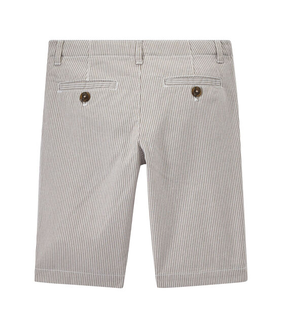 Gestreifte Jungen-Bermudashorts grau MINERAI/weiss LAIT