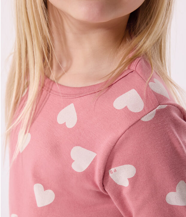 Kinder-Pyjama aus Baumwolle mit Herzmotiv rosa/weiss