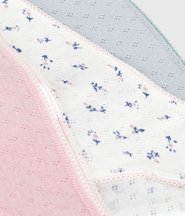 Set Damen Slips aus Baumwolle mit Lochstickerei vielfarbig