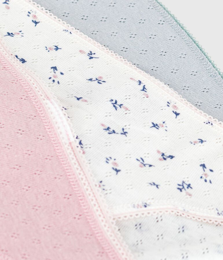 Set Damen Slips aus Baumwolle mit Lochstickerei vielfarbig