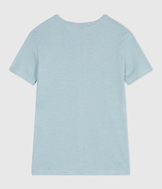 Kurz&auml;rmeliges Damen T-Shirt aus Baumwolle mit Streifen gr&uuml;n/weiss