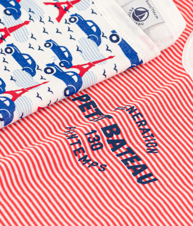 2er-Set Kinderpyjamas aus Baumwolle mit Paris-Motiv und Streifen vielfarbig