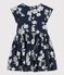 Kurzärmeliges Kinderkleid aus Popeline für Mädchen blau MEDIEVAL/weiss MARSHMALLOW