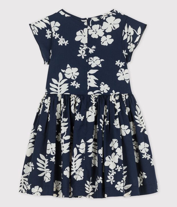 Kurz&auml;rmeliges Kinderkleid aus Popeline f&uuml;r M&auml;dchen blau/weiss